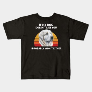 Great Pyrenees Dog Doesn't Like You Vintage Dog Owners Kids T-Shirt